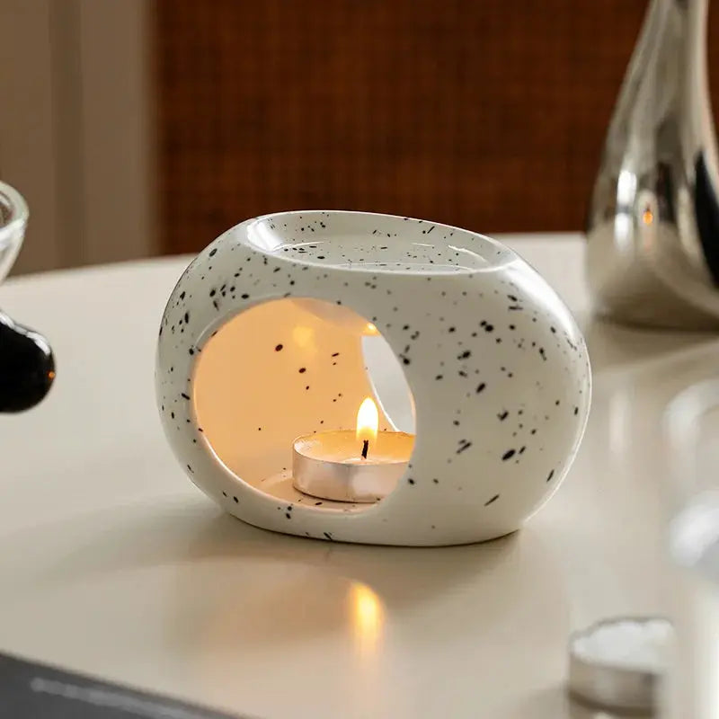 Brûleur d’huile décoratif en céramique, idéal pour un intérieur cocooning