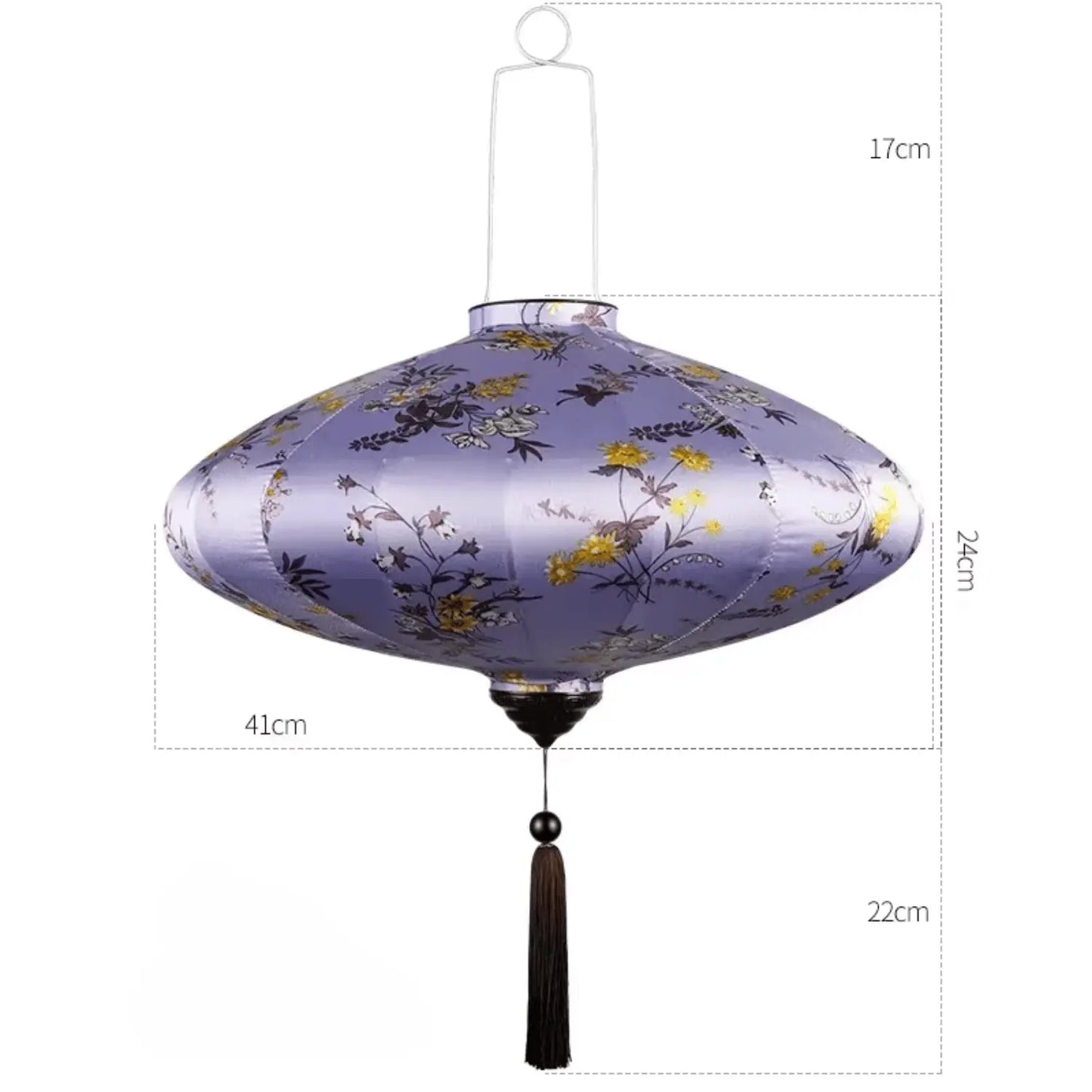Lanterne japonaise soie rétro 30,5cm, motifs floraux traditionnels asiatiques décoration suspendue