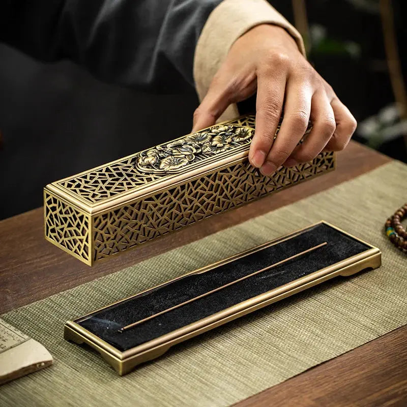 Porte-Encens Lotus Cuivré – Tradition Chinoise Élégante ENCENSORIA