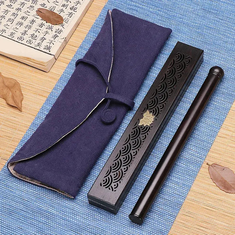 Kit Porte-Encens Bois Massif Artisanal – Écrin Ebène ENCENSORIA