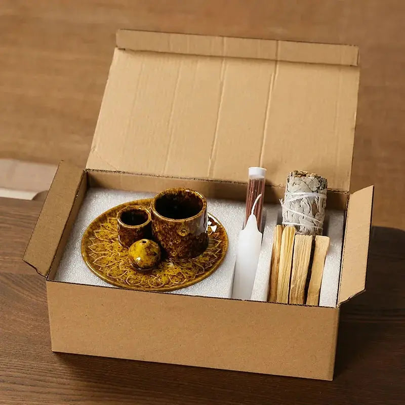 Accessoire rituel céramique palo santo et encens, support multifonction décoration intérieure zen