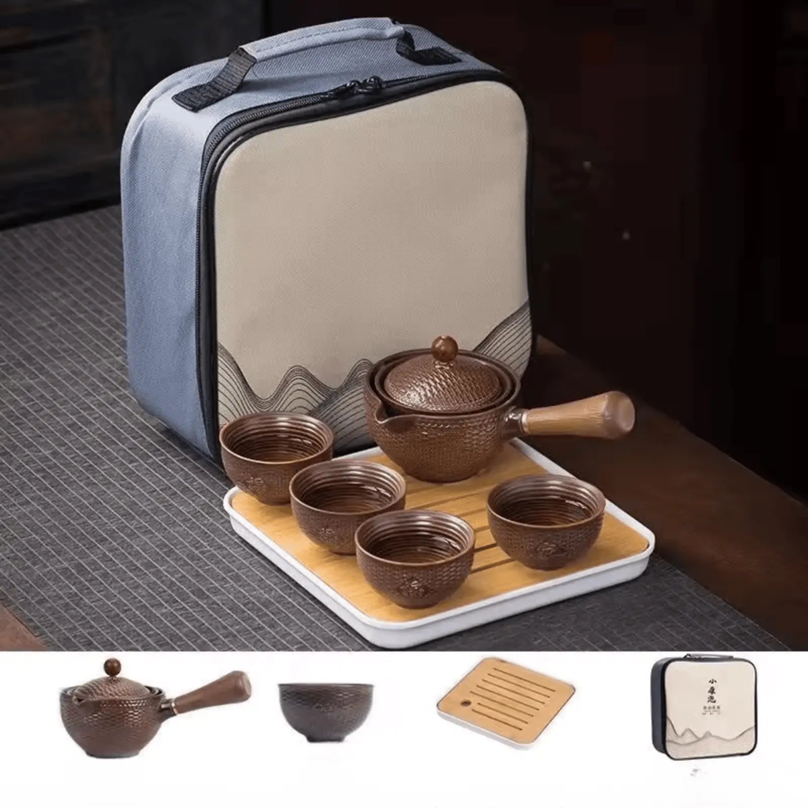 Accessoire thé voyage céramique filtration 360°, filtre inox séparable pique-nique bureau