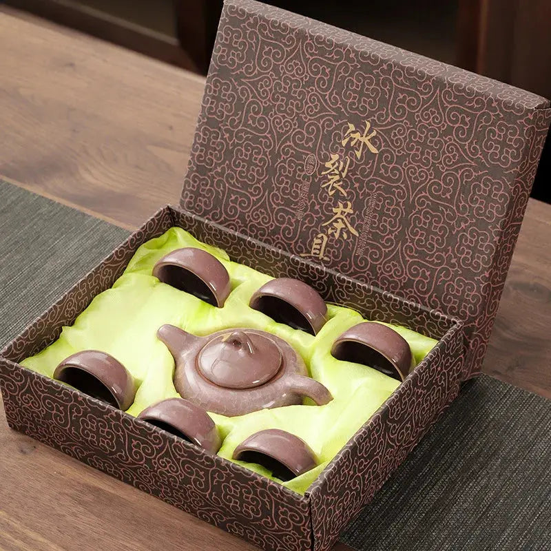 Art du thé chinois céramique ice crack premium, service Kung Fu coffret cadeau élégant