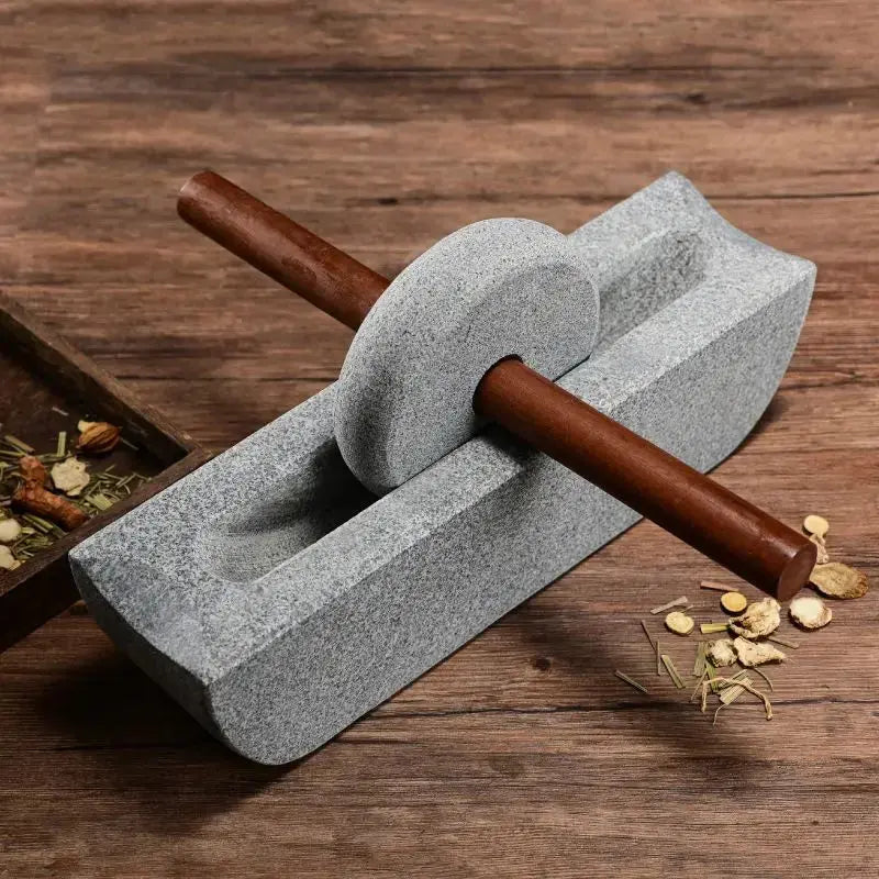 Broyeur à encens en bois et pierre naturel