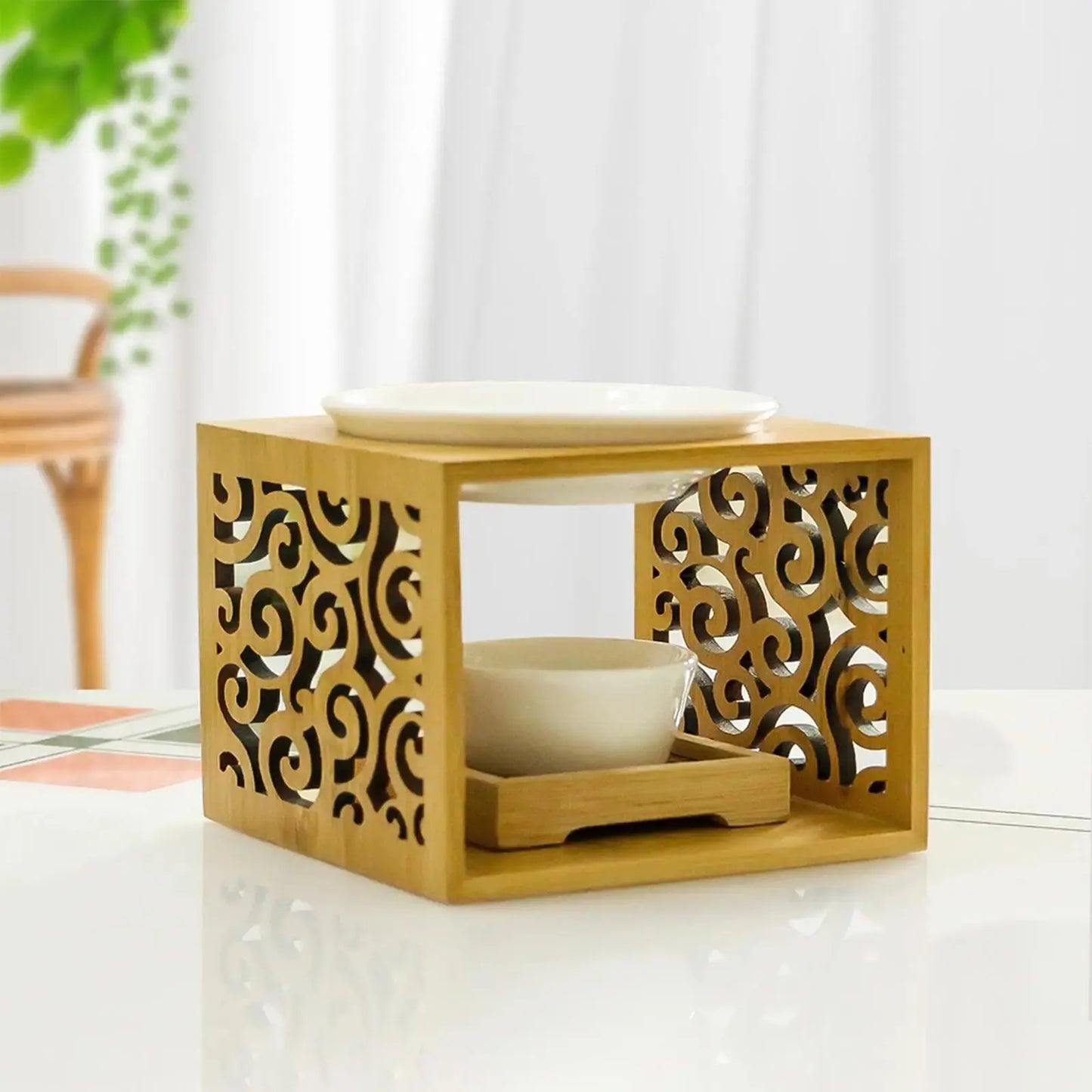 Brûle-parfum au style oriental en céramique blanche