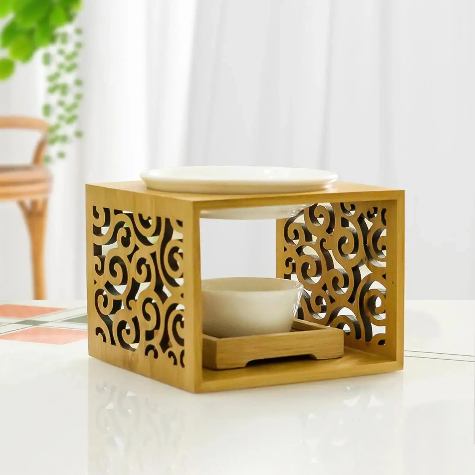 Brûle-parfum au style oriental en céramique blanche