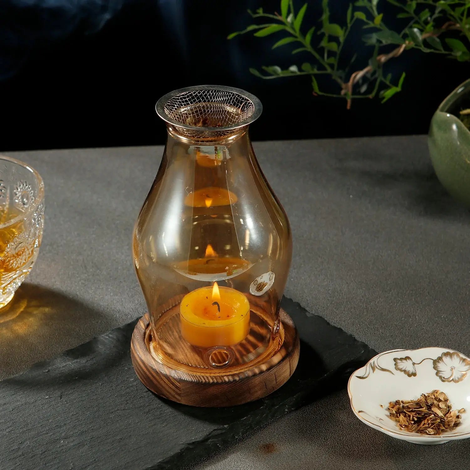 brûle-parfum chaleur douce bois et verre