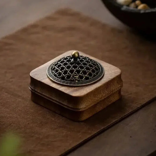 brûleur encens bois et laiton sculpté