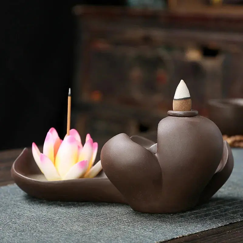 Brûleur encens lotus pour cône et bâton