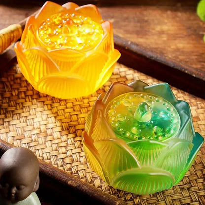 Brûleur d’encens en verre dégradé forme lotus