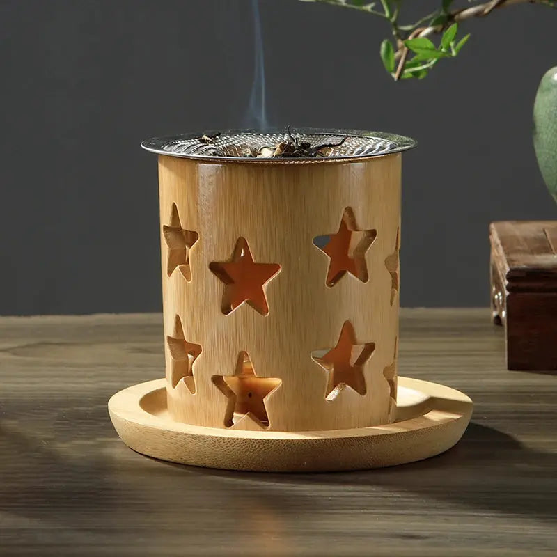 diffuseur chauffe-encens bambou et acier