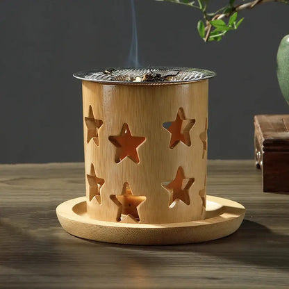 diffuseur chauffe-encens bambou et acier