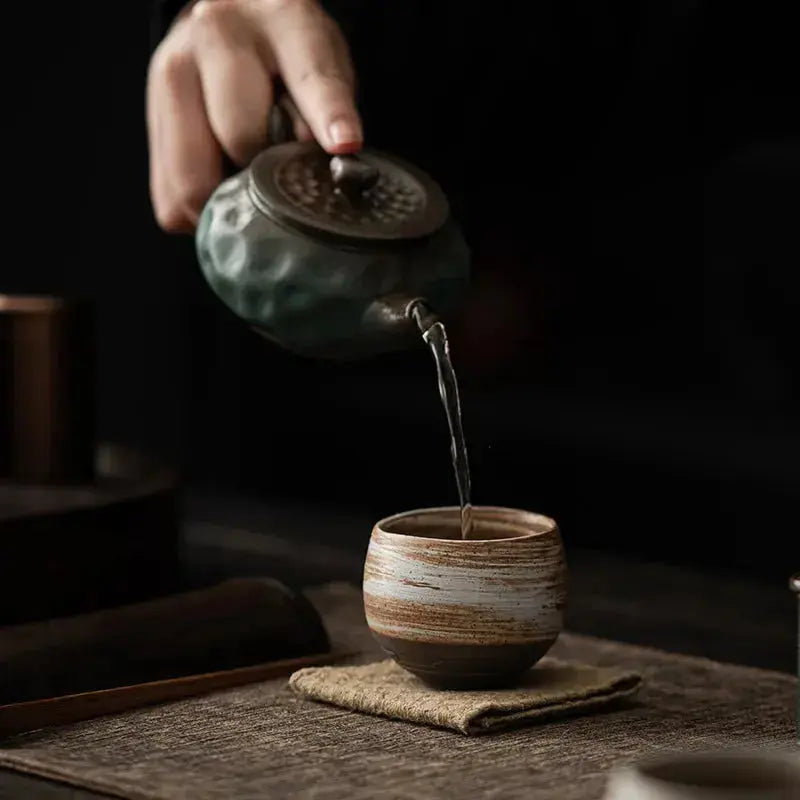  Coupe thé céramique irrégulière zen unique, finition wabi-sabi chaque pièce différente naturelle
