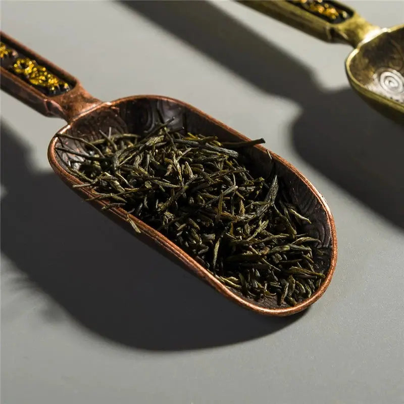  Cuillère thé bronze motifs fleurs chinois, finition soignée durable cérémonie traditionnelle