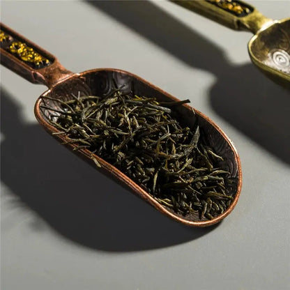  Cuillère thé bronze motifs fleurs chinois, finition soignée durable cérémonie traditionnelle