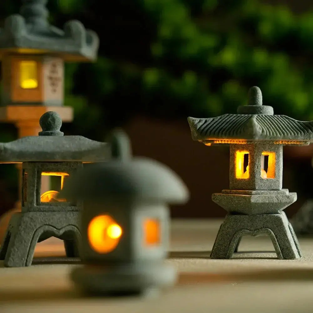 Décoration jardin zen pagode en pierre reconstituée, ambiance sanctuaire japonais