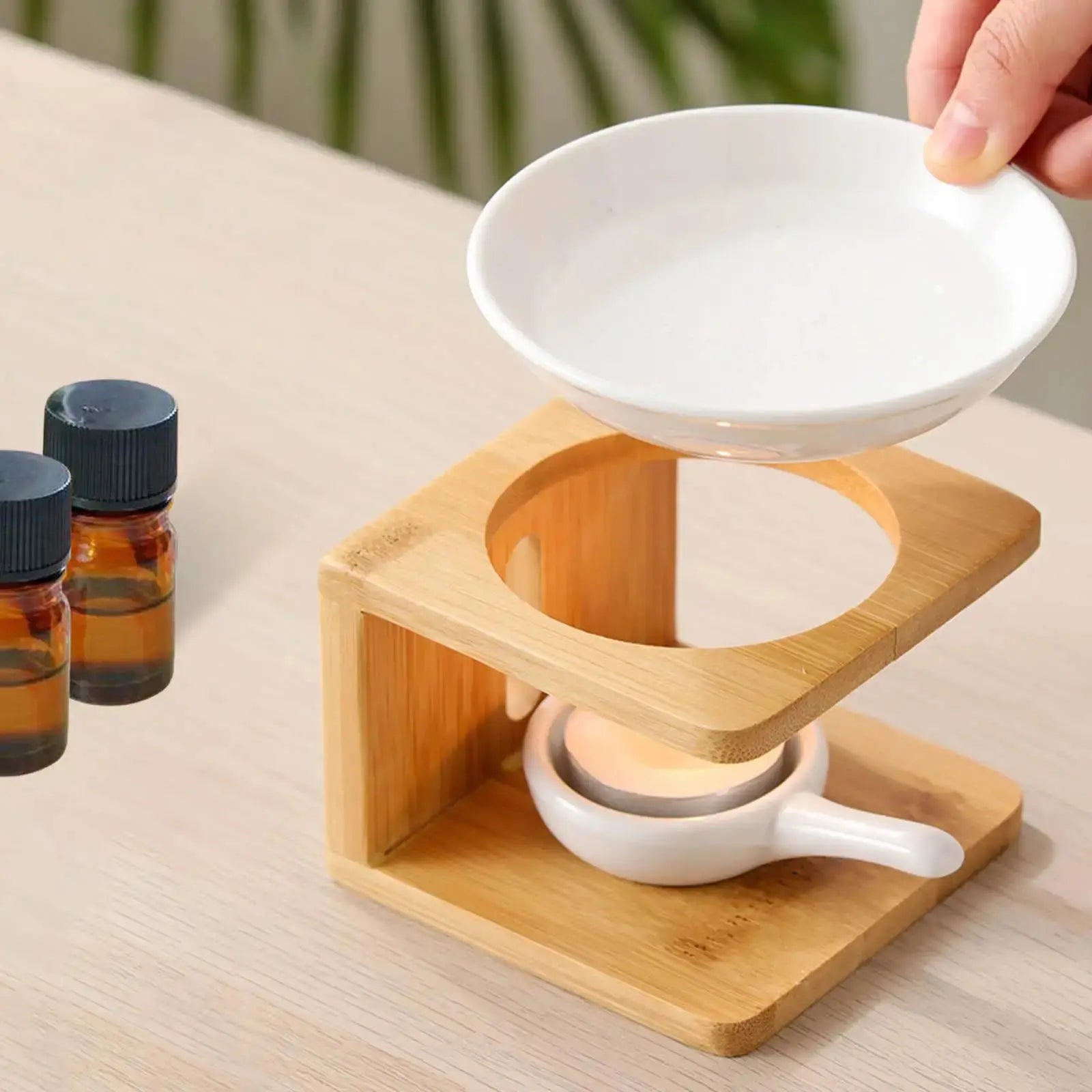 Diffuseur à chaleur douce en céramique et bois pour une ambiance zen