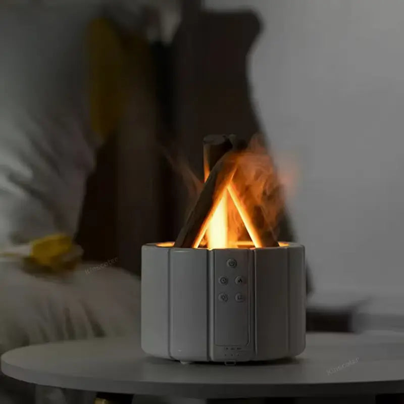Diffuseur d’huiles essentielles effet feu de camp avec brume parfumée