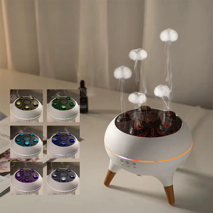 Diffuseur d’huiles essentielles ultrasonique avec effet méduse lumineux