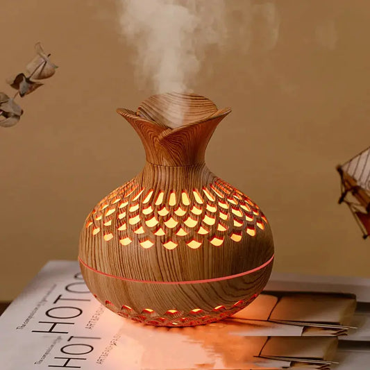 Diffuseur d’huiles essentielles en forme de panier tressé au design naturel