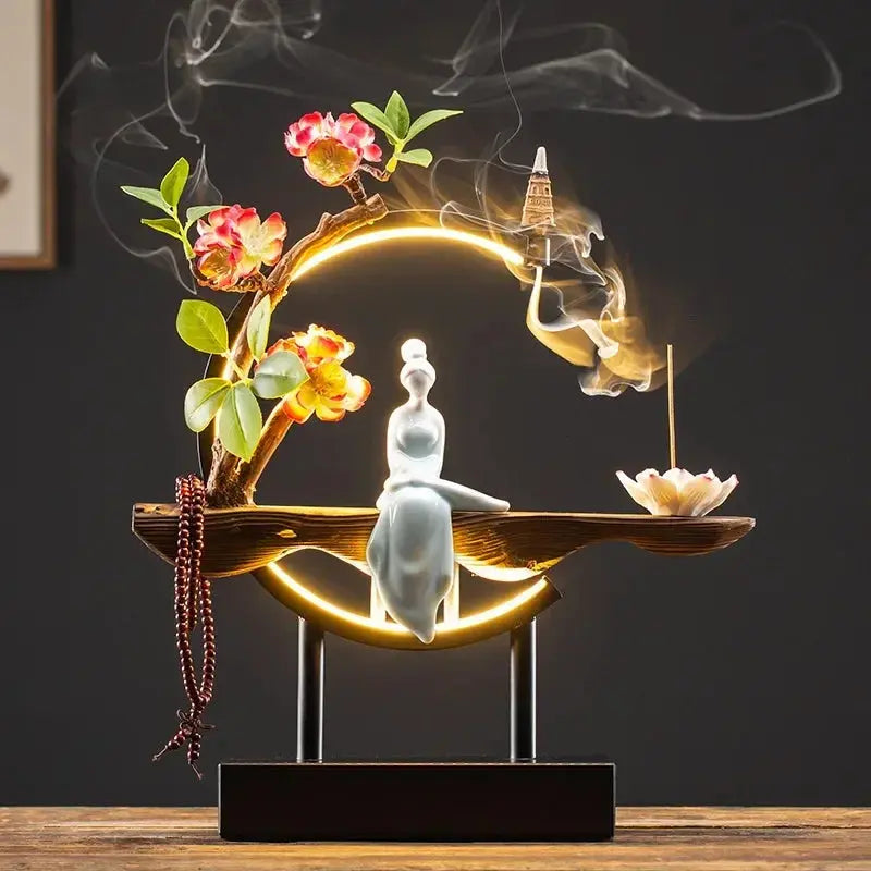 Encens LED avec figurine féminine en méditation