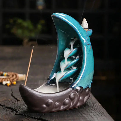 fontaine encens lune bleue artisanale