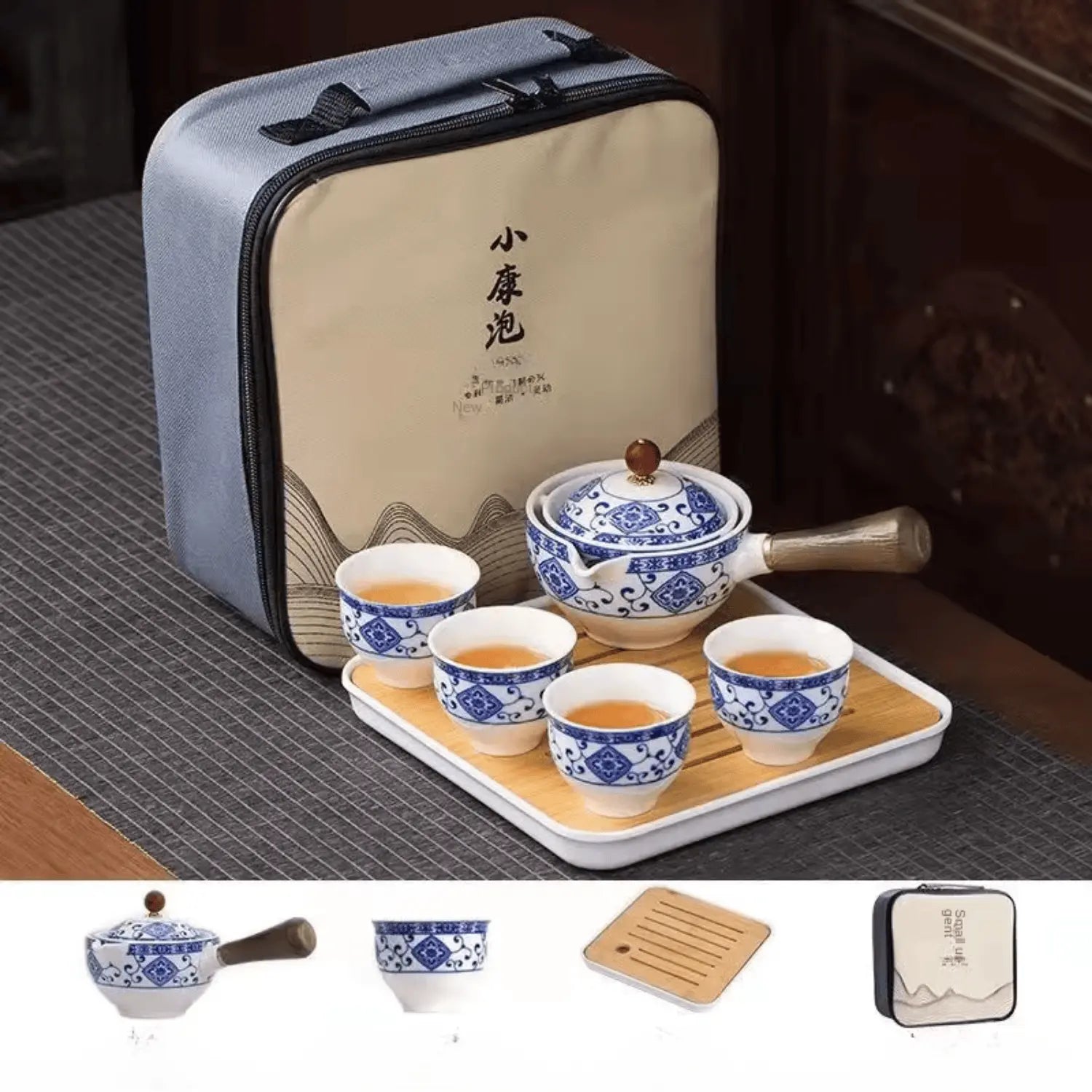 Kit cérémonie thé nomade céramique compact, rotation 360° filtration automatique déplacement