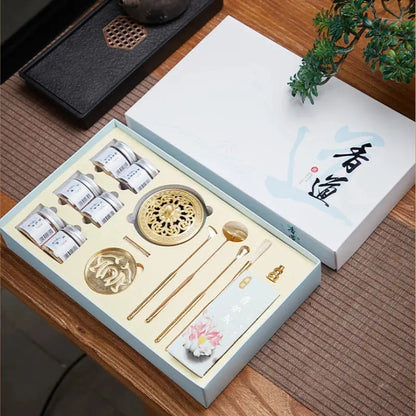 Kit artisanal en laiton pour encens traditionnel