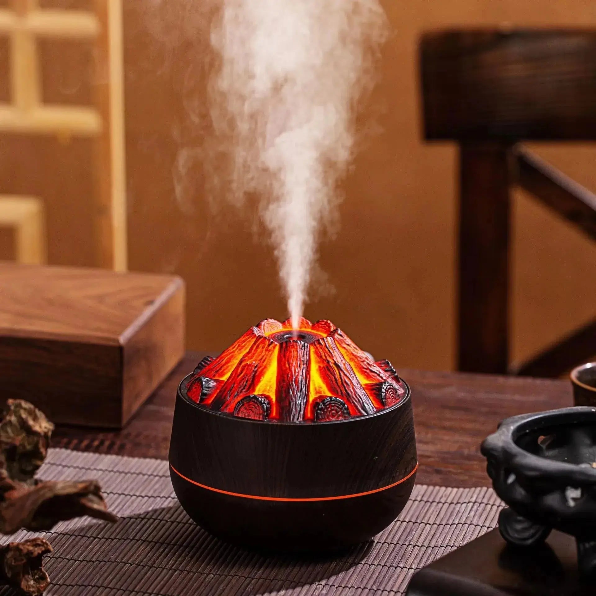 Nébuliseur ultrasonique braise décoration zen, certifié CE aromathérapie bureau et chambre