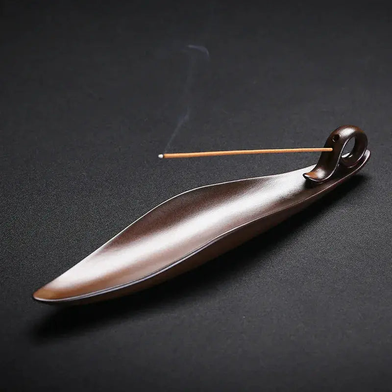 Porte-encens bâtons en céramique artisanale, support horizontal zen récupération cendres
