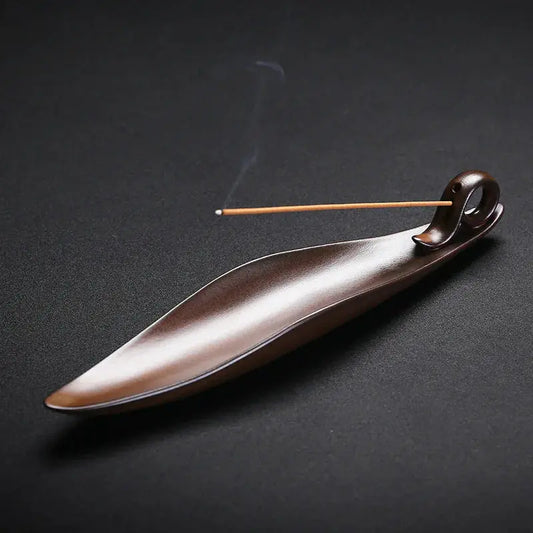 Porte-encens bâtons en céramique artisanale, support horizontal zen récupération cendres