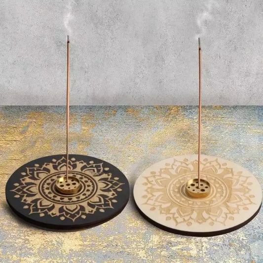 Porte-encens en bois naturel, design épuré et apaisant