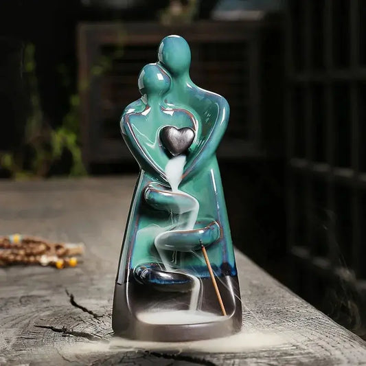 Porte-encens Cascade d’Amour en céramique avec effet de fumée