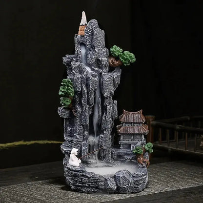 Porte-encens cascade zen en résine effet apaisant