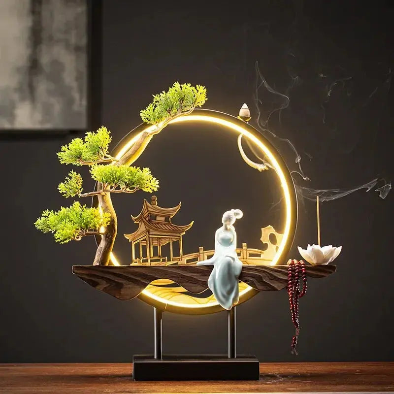 Sculpture méditative avec support encens