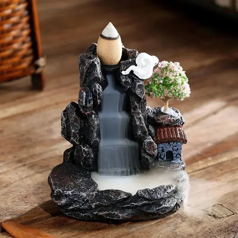 Porte-encens décoratif avec effet cascade pour un intérieur apaisant