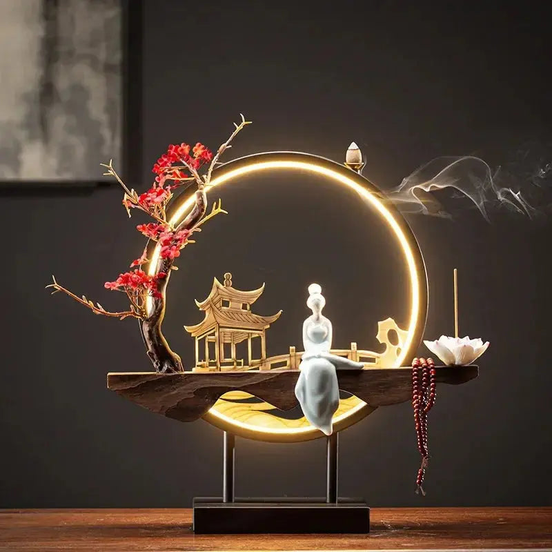 Porte-encens LED zen avec silhouette féminine