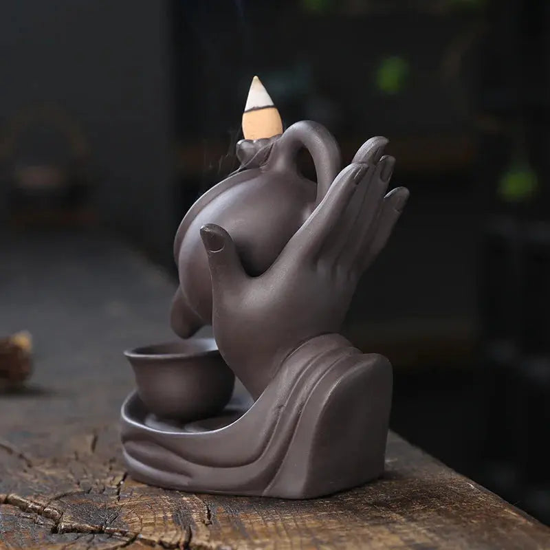 Porte-encens en céramique Bouddha, idéal pour méditation et relaxation