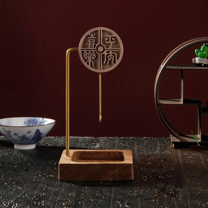 porte-encens spirale bois et laiton doré