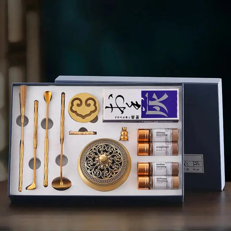 Rituel sceau encens cuivre méditation zen, tracer brûler contempler art du xiangdao lent