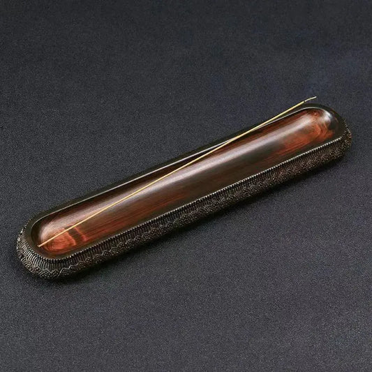 Support à encens en résine effet bois naturel
