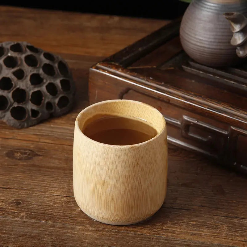 Tasse bambou naturel zéro déchet zen, coupe unique grain naturel pour thé et saké