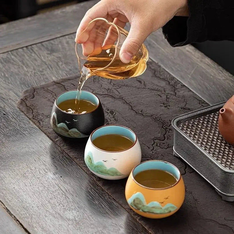 Tasses à thé céramique pigmentée sans plomb, compatible micro-ondes et lave-vaisselle zen